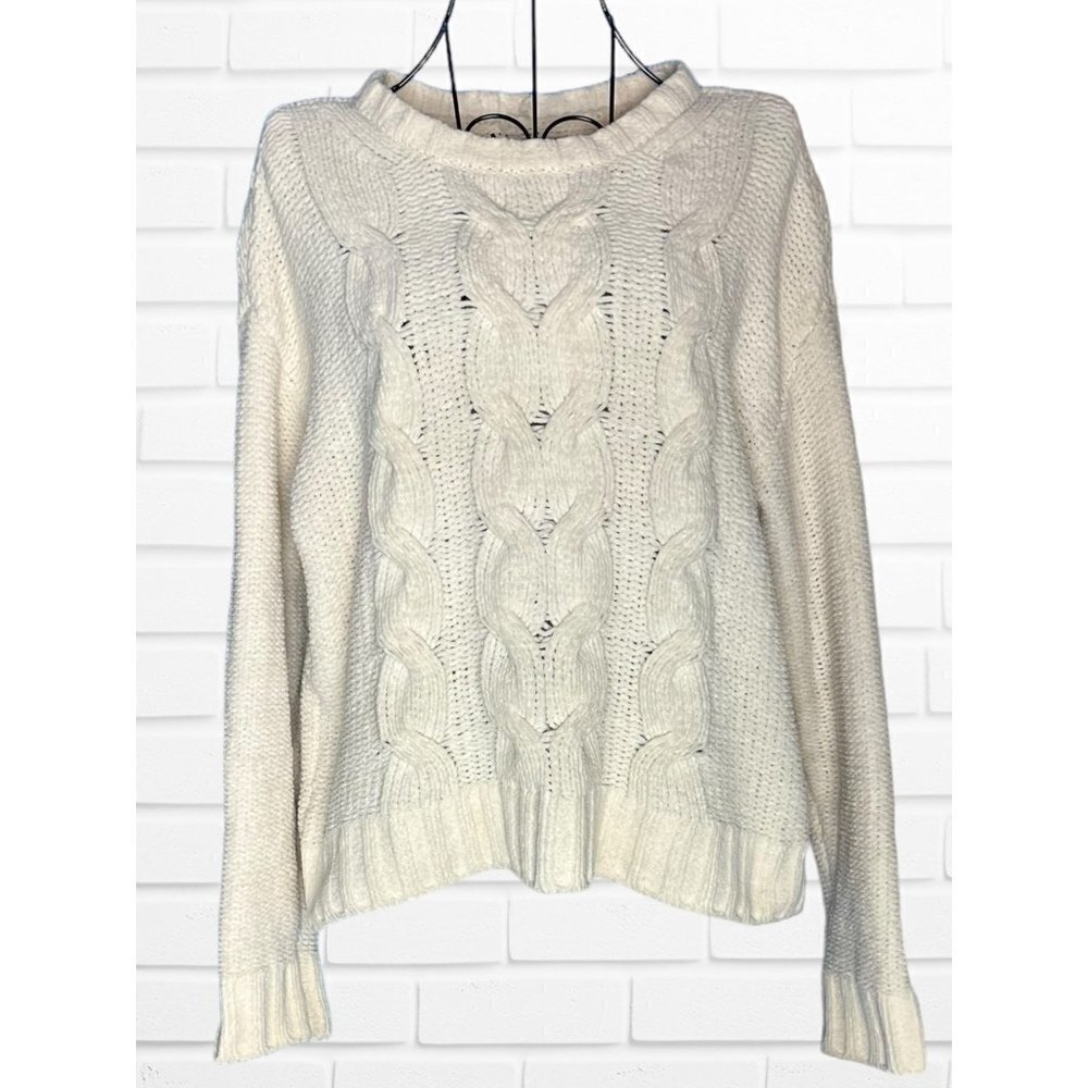 American Eagle Women's Size xs Cable Knit Sweater Beige Cream Pullover